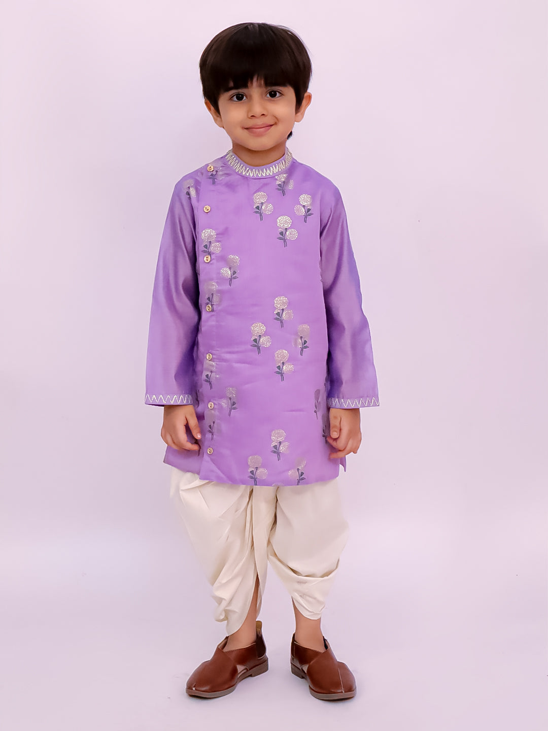 Mishti Purple Kurta Dhoti Set For Boys