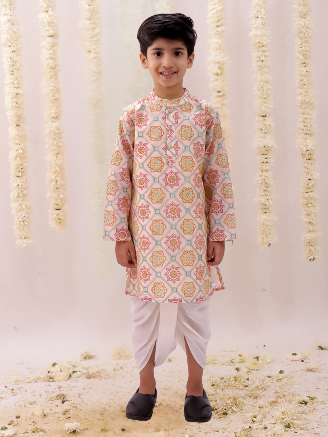 Mishti Off White Kurta Dhoti Set For Boys