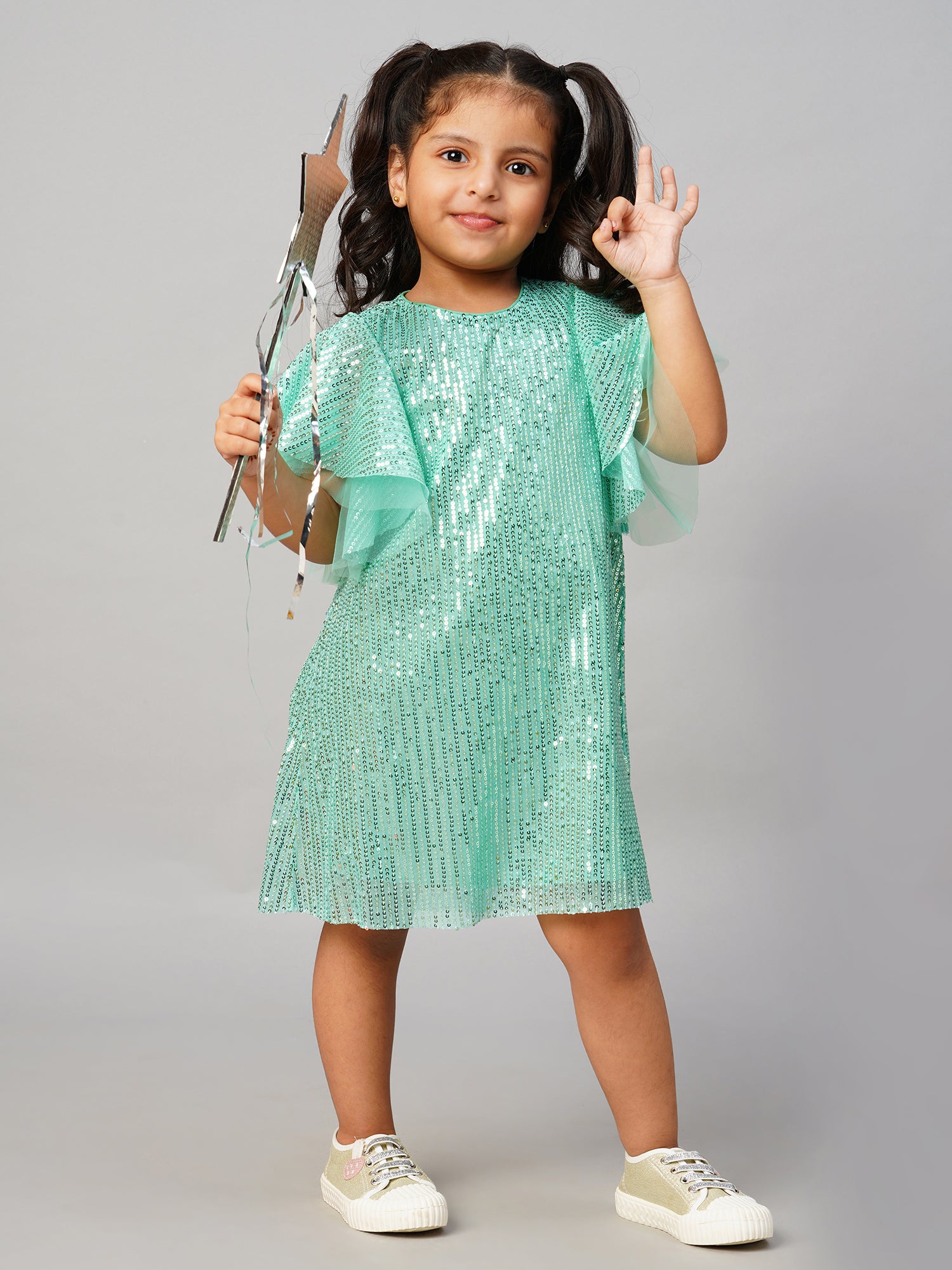 Razzle Dazzle Girls Sea Green Party Dress
