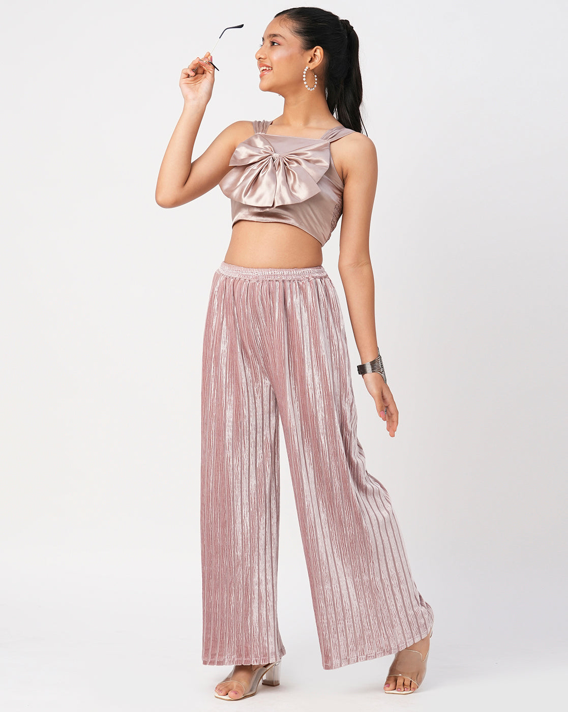 Glam Up Girls Gold Pant With Satin Top Party Girls Co-ordinate set