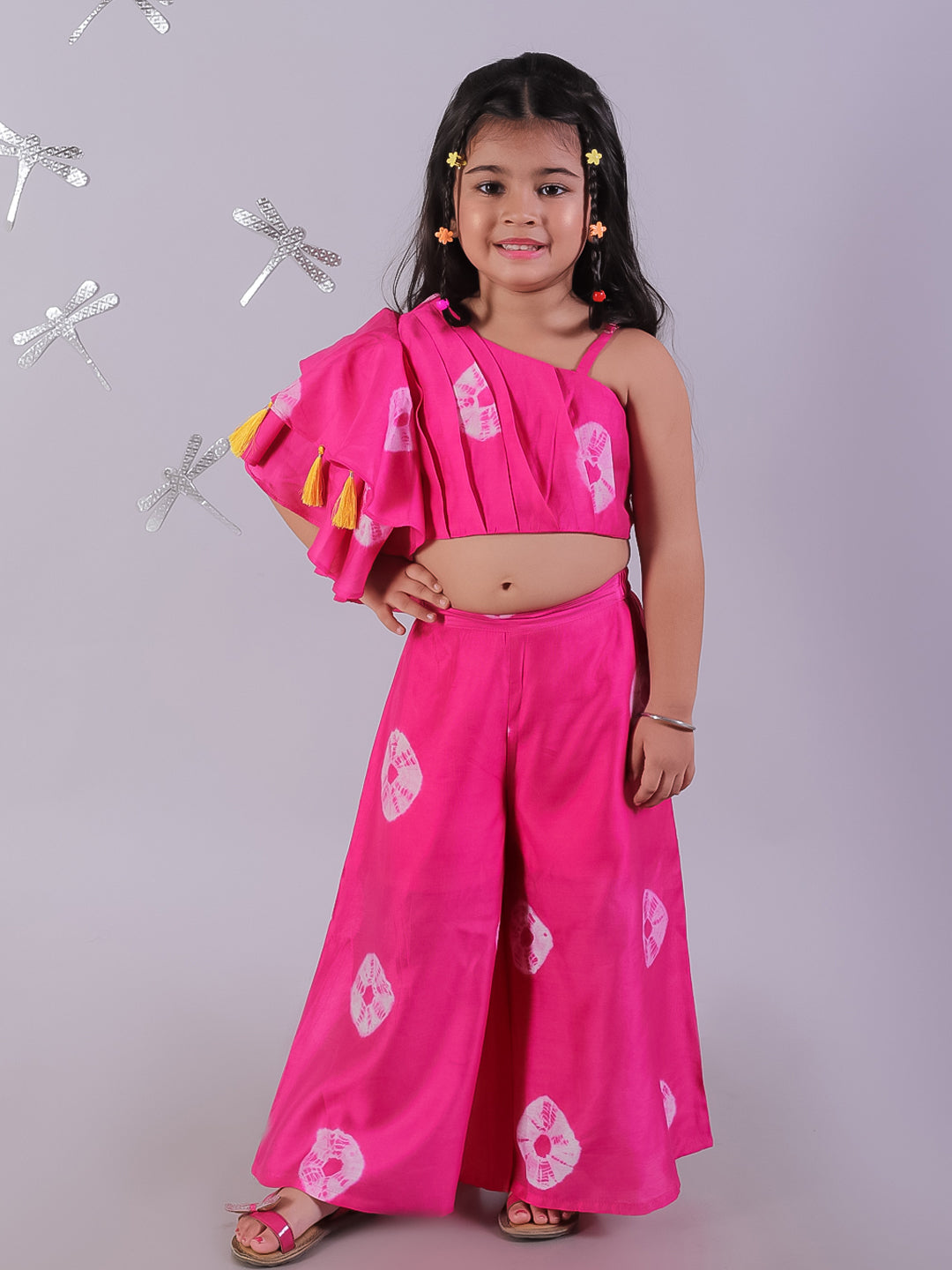 Shibori Print Pink Co-ordinate Set For Girls