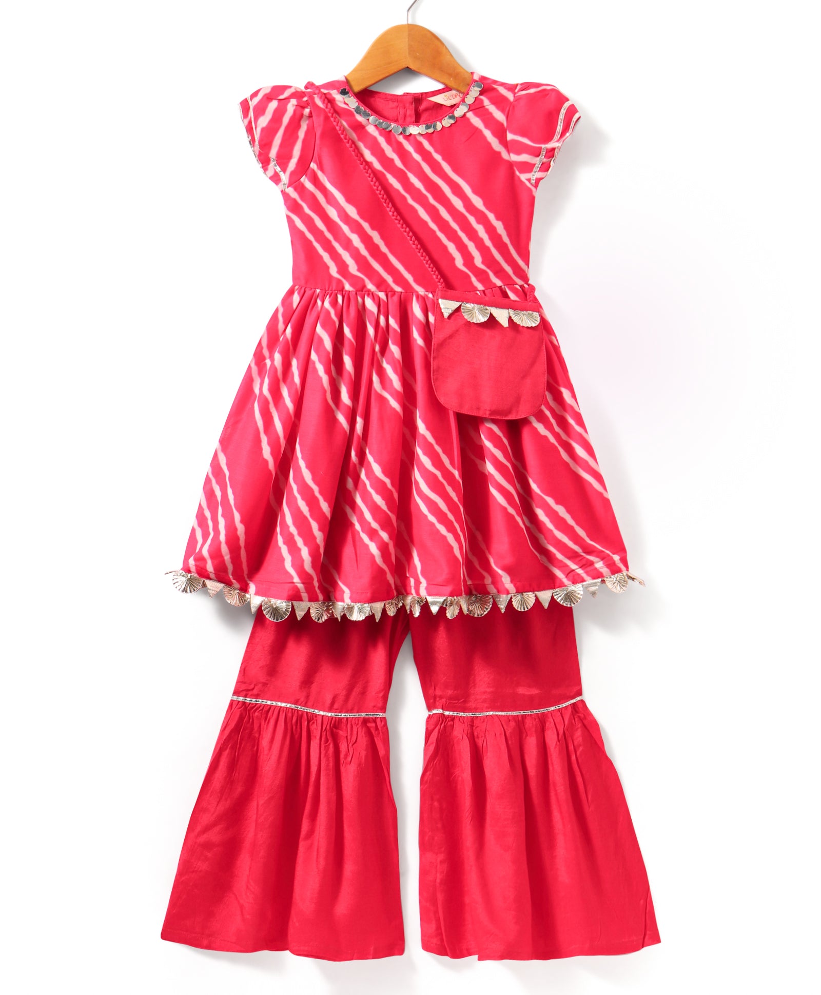 Girls digital print kurta with sharara set