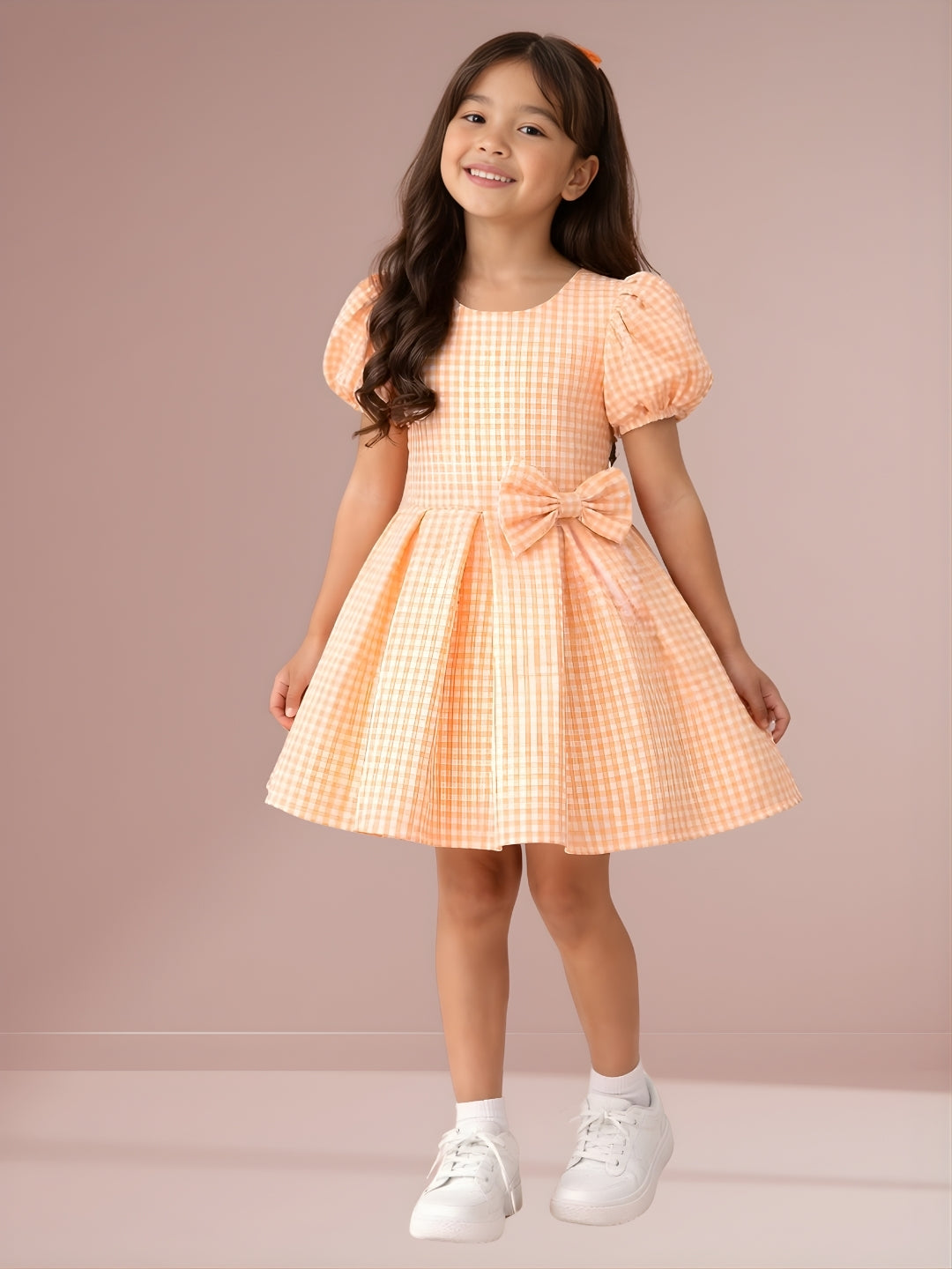 Citrus Crush Girls Orange Cotton Dress