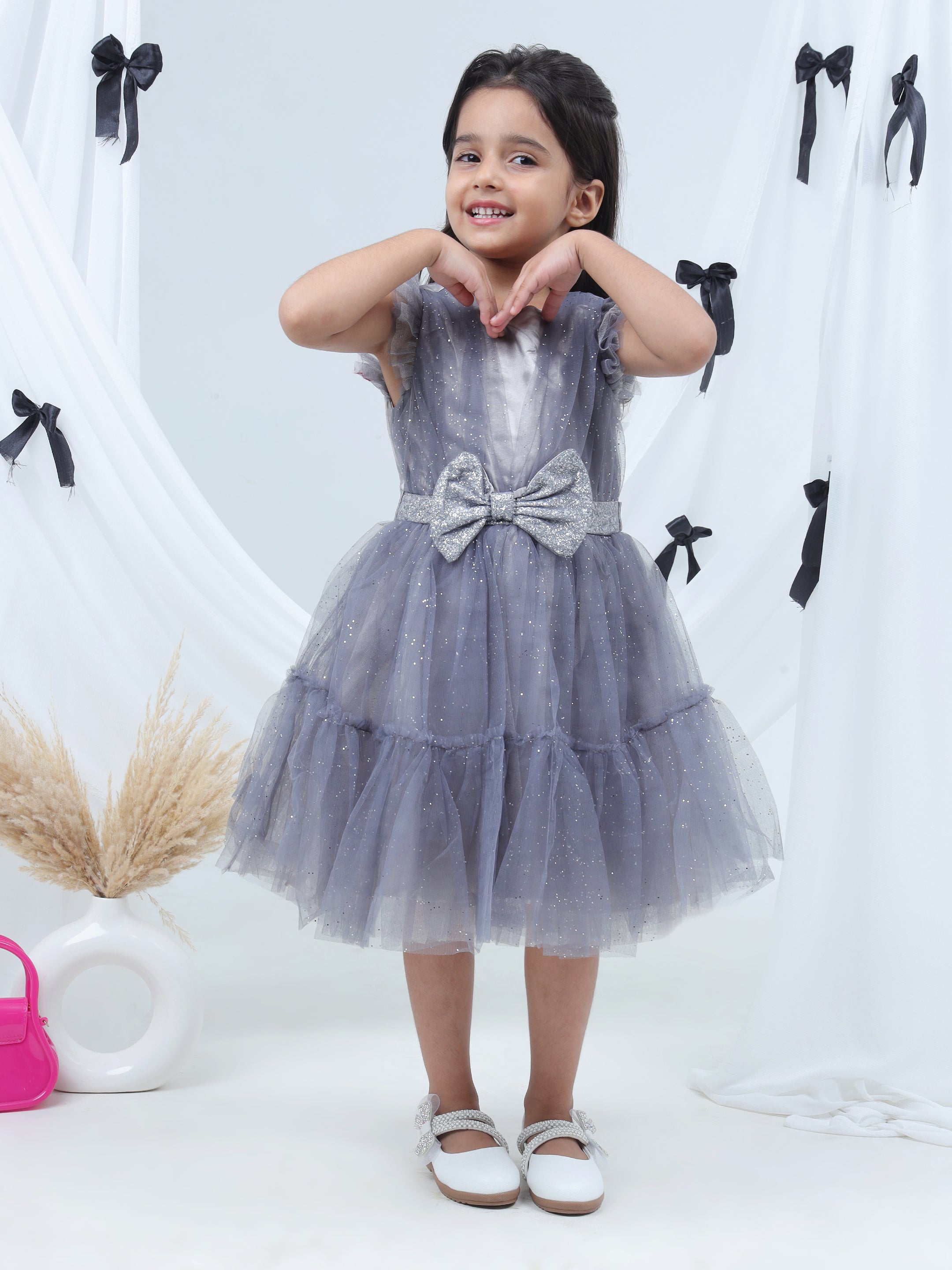 Razzle Dazzle Grey Party Dress for Girls
