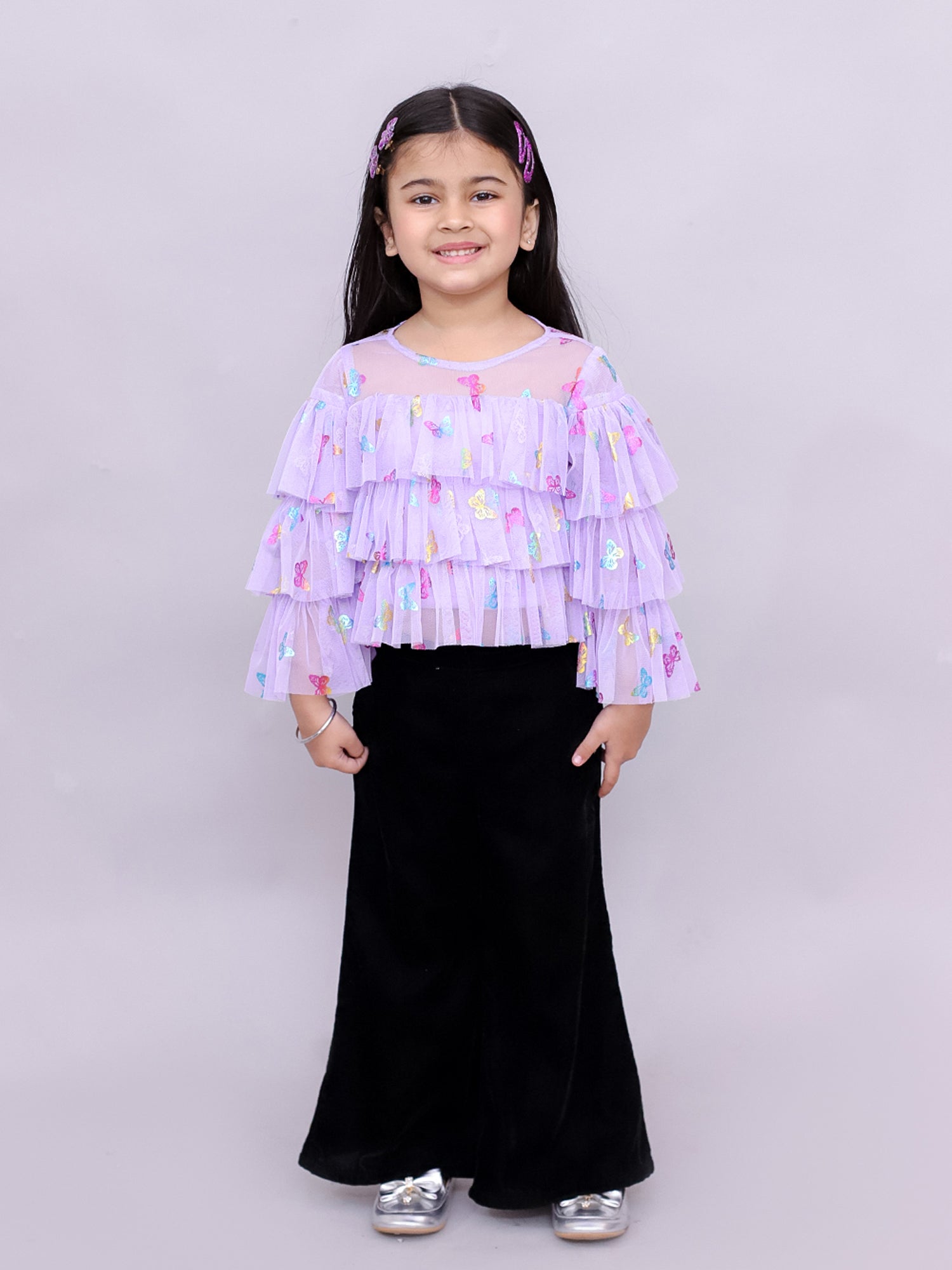 Glam Up Girls Shimmer Lavender Party Top