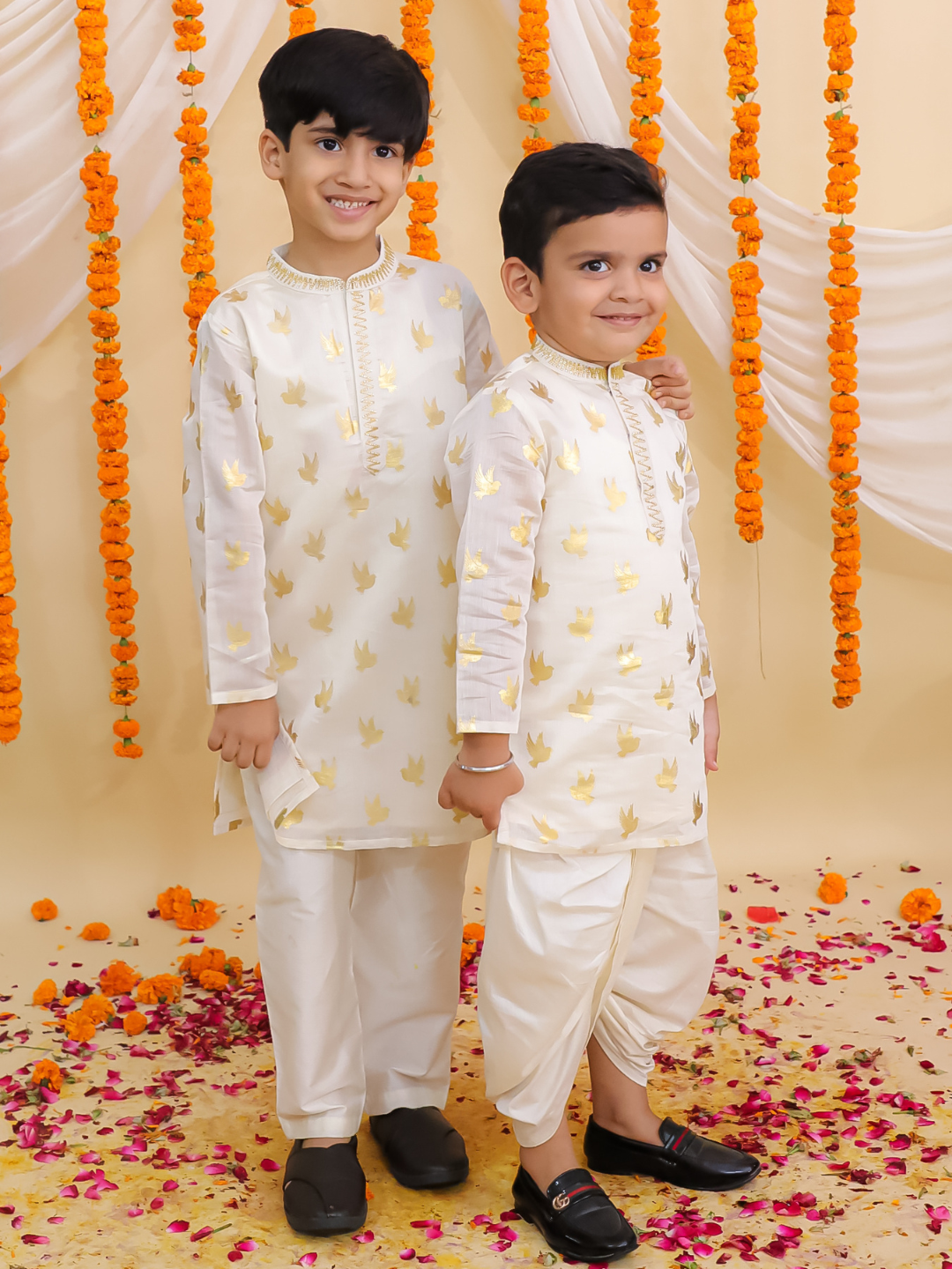 Mishti Off White Kurta and Dhoti For Boys