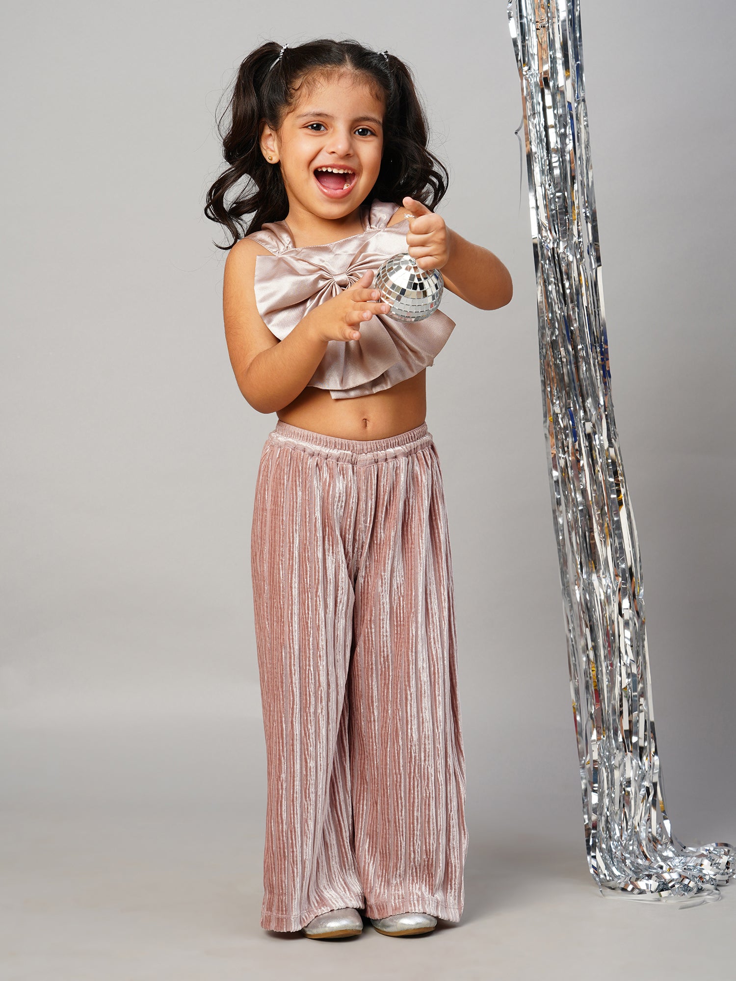 Glam Up Girls Gold Pant With Satin Top Party Girls Co-ordinate set