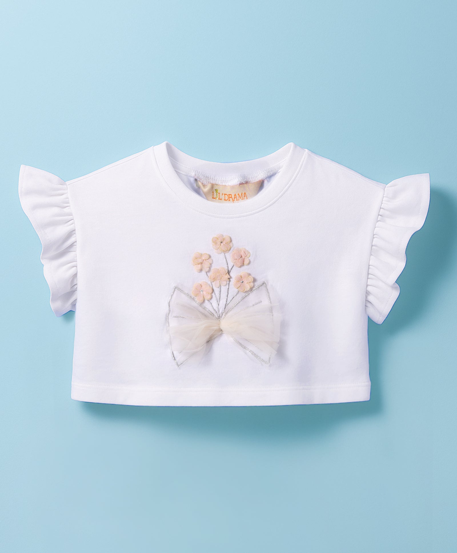 Paris Night White T-shirt with Pink Skirt Set For Girls