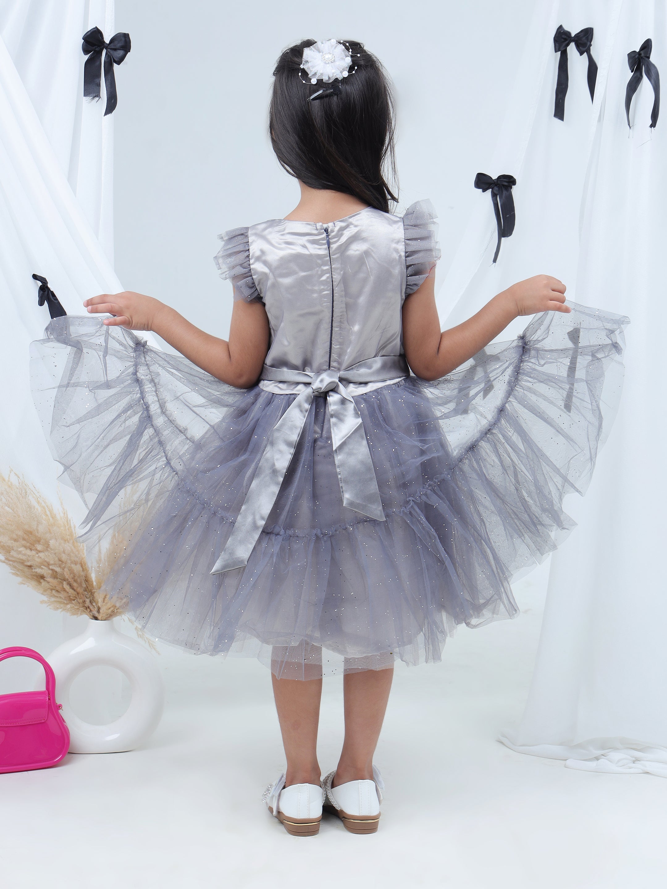 Razzle Dazzle Grey Party Dress for Girls