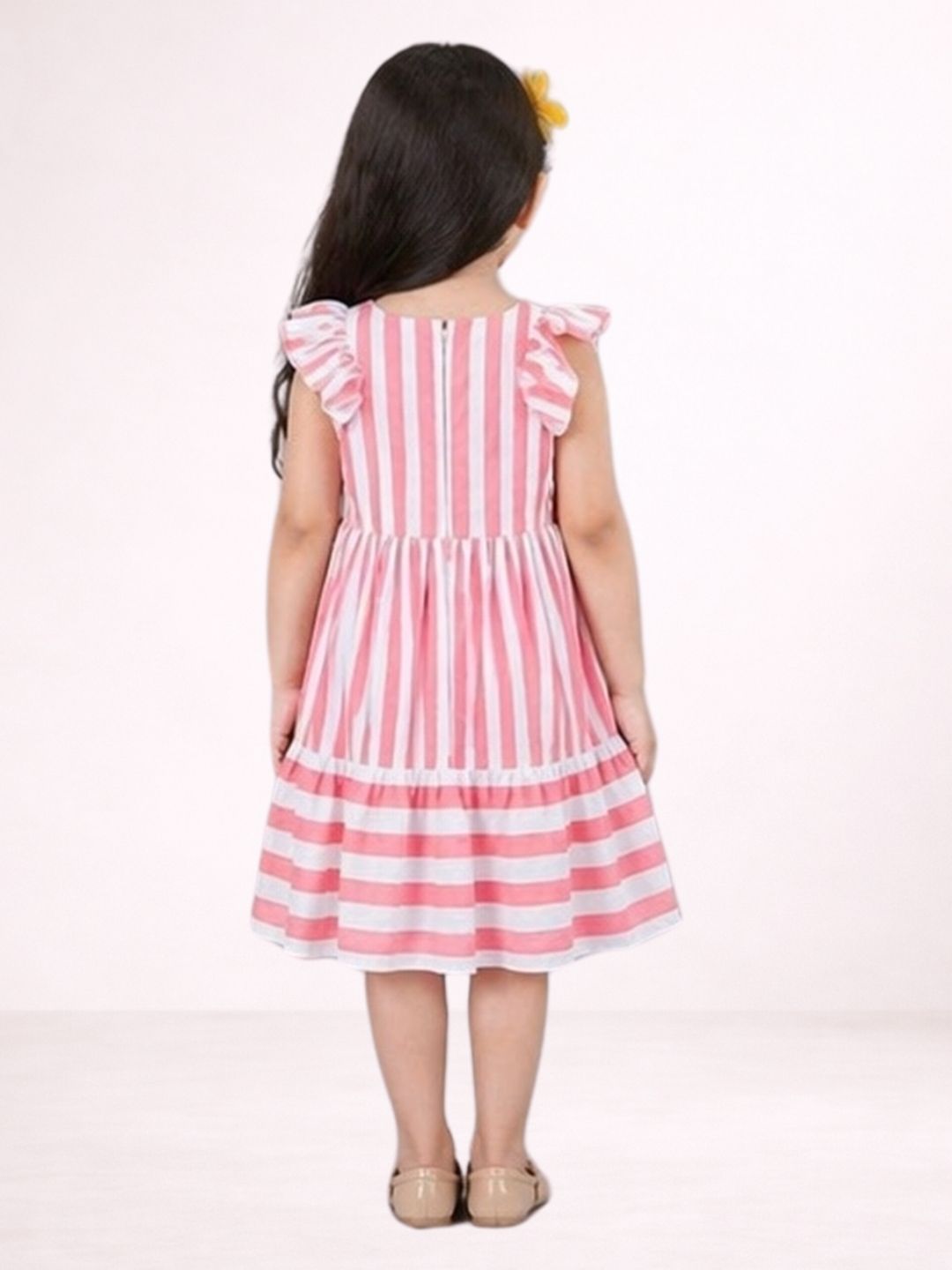 Petal Play Girls Red Cotton Dress