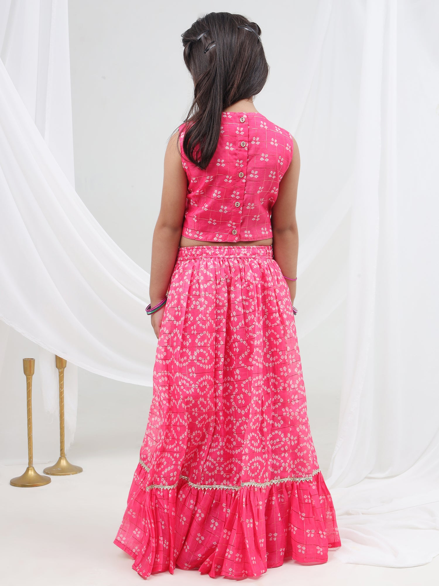 Girls printed chanderi lurex ghaghra choli set