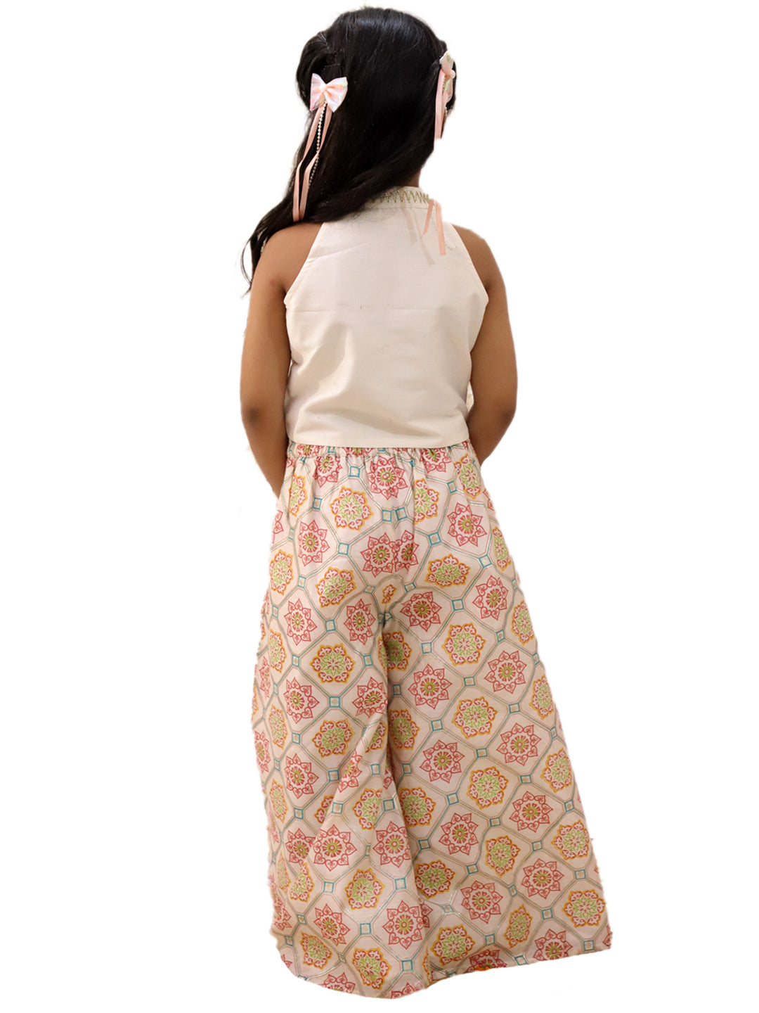 Mishti Off White Top and Pant Set For Girls