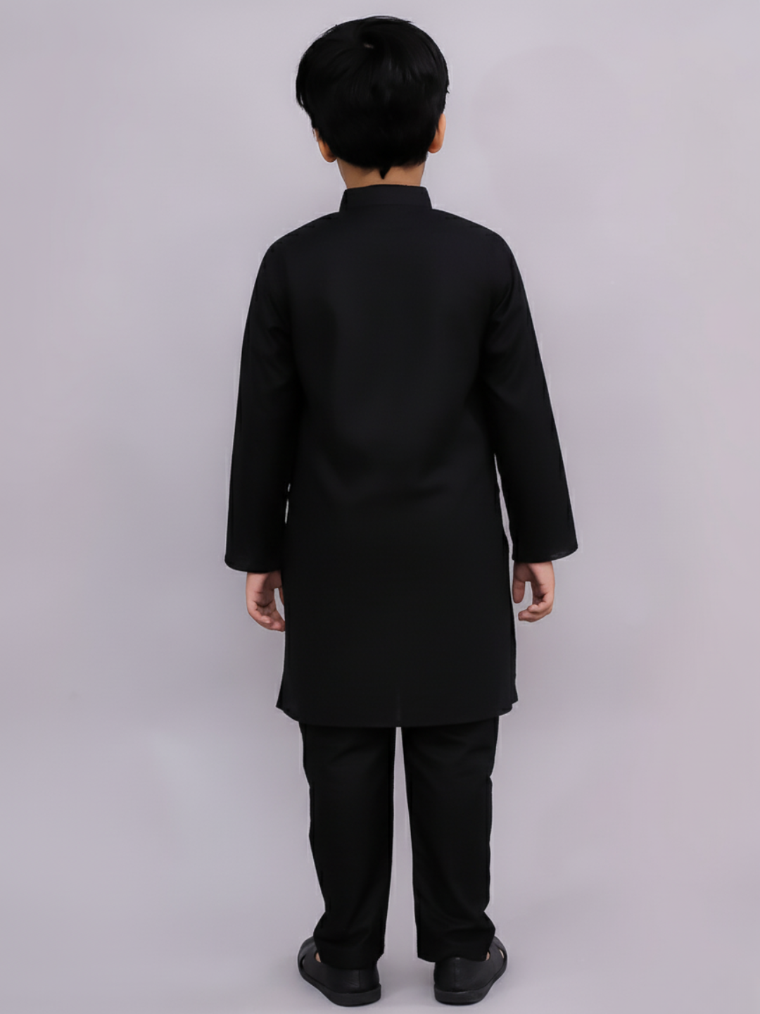 Shor-Gul Black Kurta Pyjama Set For Boys