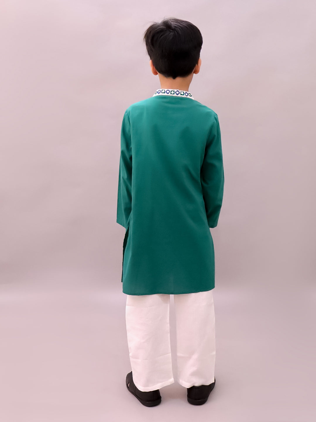 Shor-Gul Green Kurta Pyjama Set For Boys