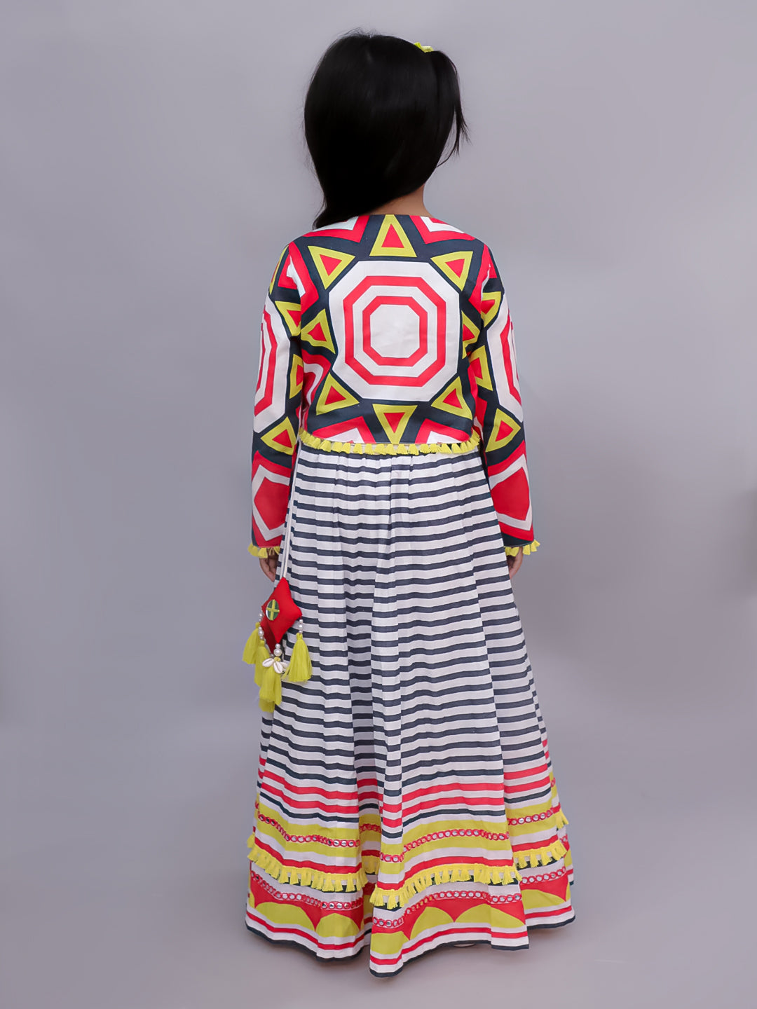 Shor-Gul Multicolor Lehanga Choli with Jacket Set for Girls