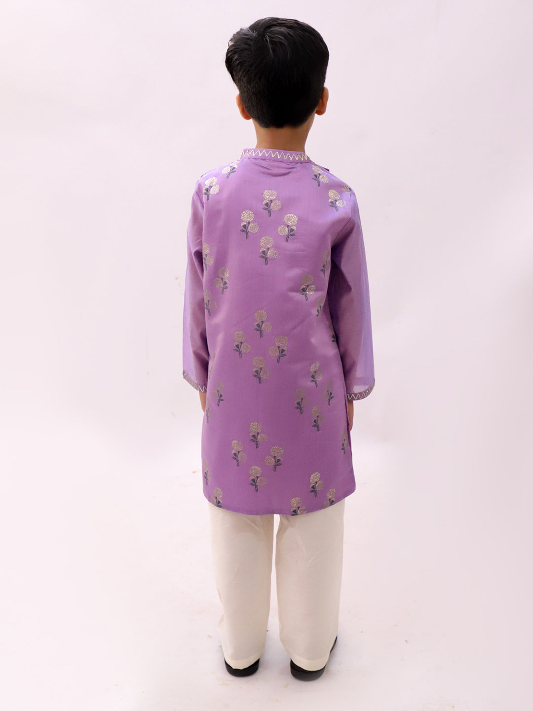 Mishti Purple Kurta Pyjama Set For Boys