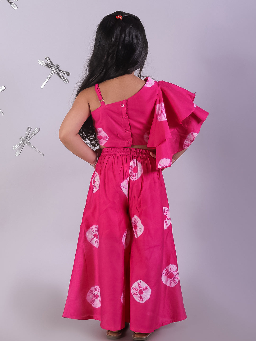 Shibori Print Pink Co-ordinate Set For Girls