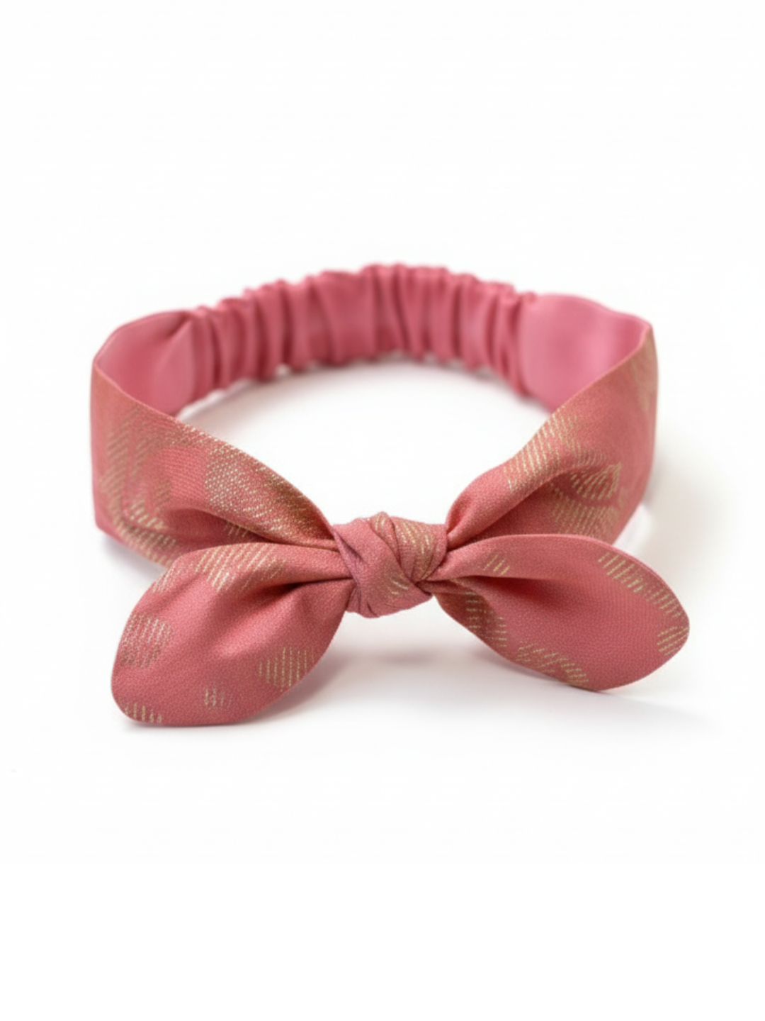 Lil Drama Vintage Style Elastic Turban Headband with Bunny Ears Knot - Peach