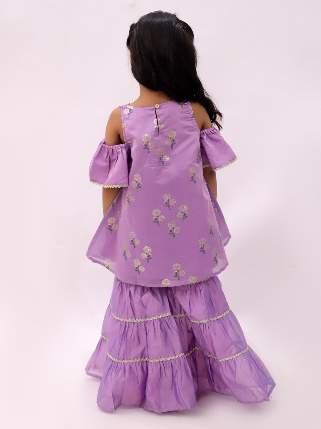 Mishti Purple Kurta and Sharara Set For Girls