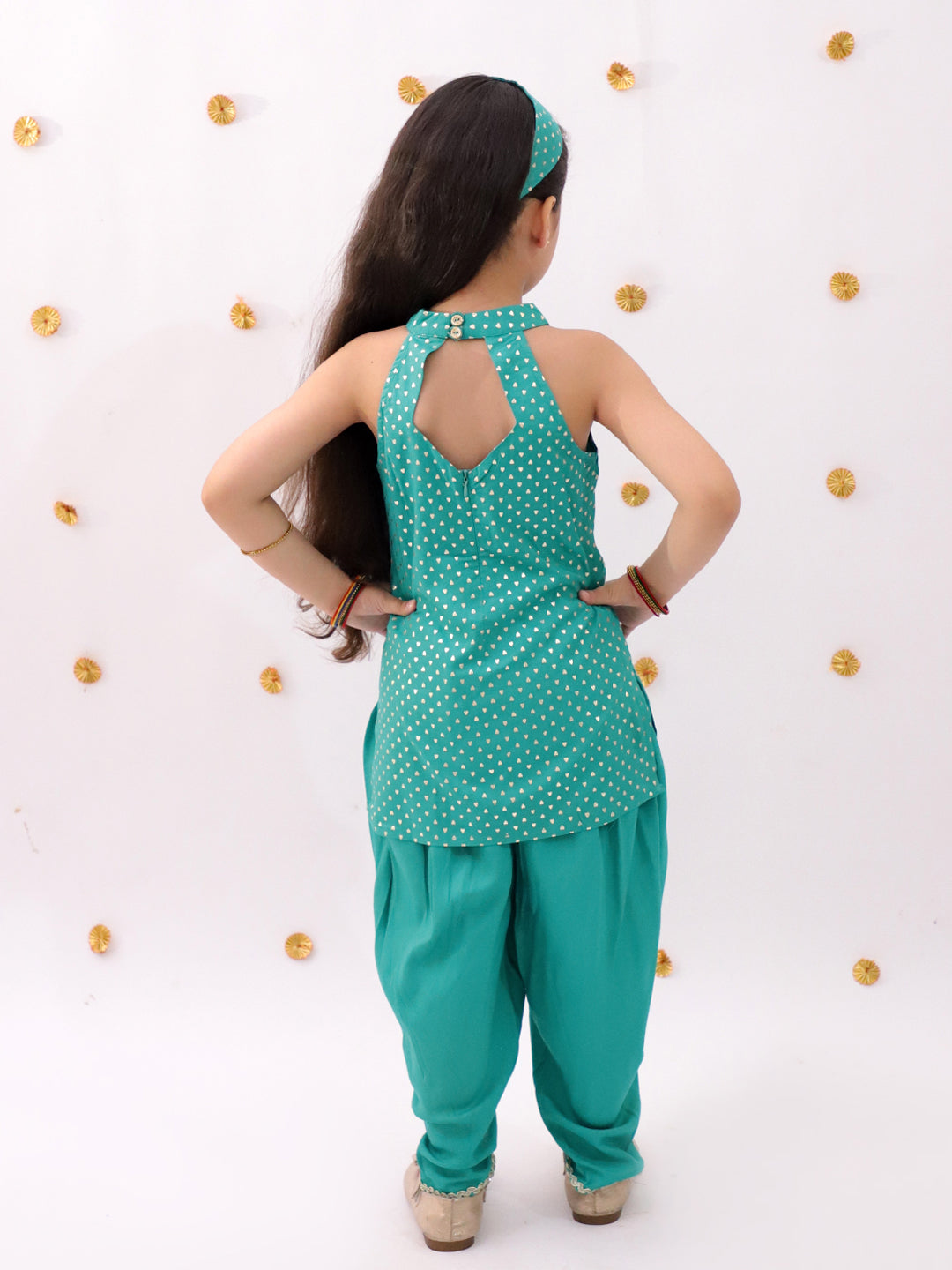 Khilkhilahat Green Kurta Dhoti Set For Girls