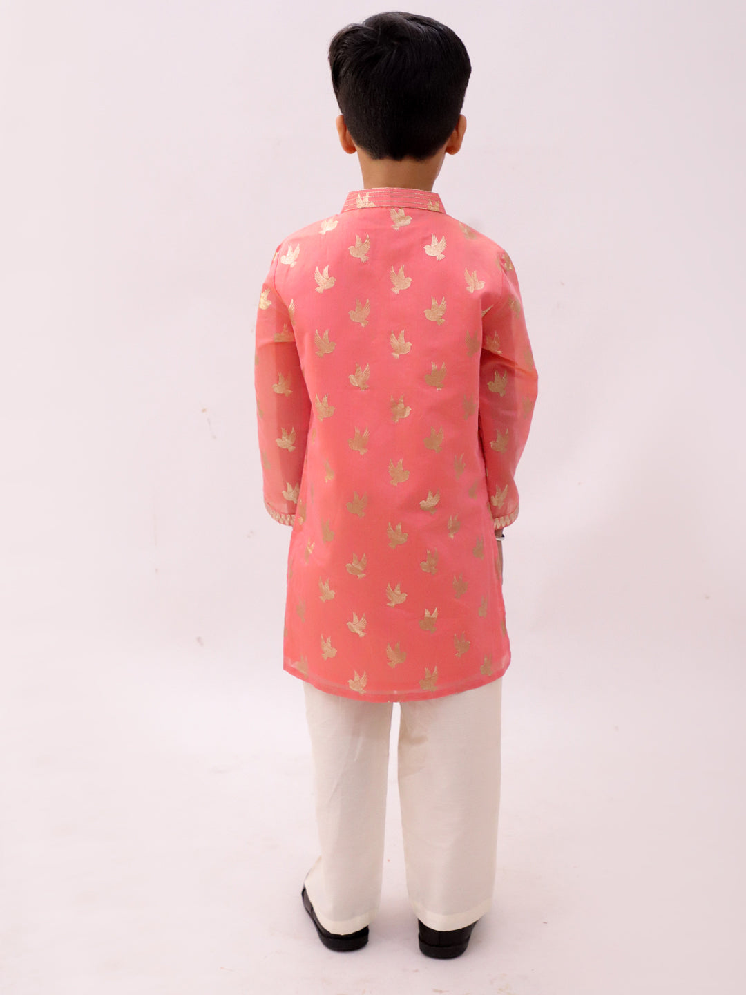 Mishti Peach Kurta Pyjama Set For Boys
