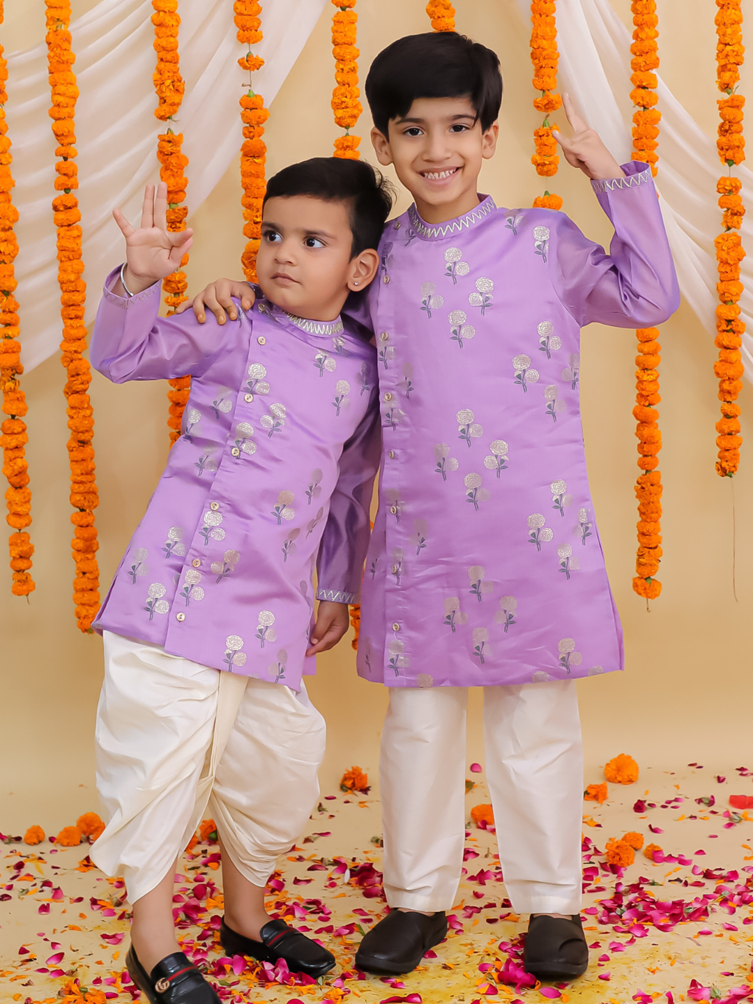 Mishti Purple Kurta Dhoti Set For Boys
