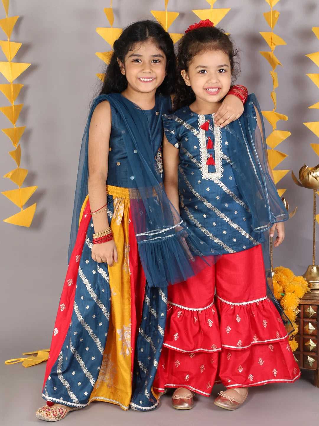 Girls jamavar choli with multicolor ghaghra & dupatta set