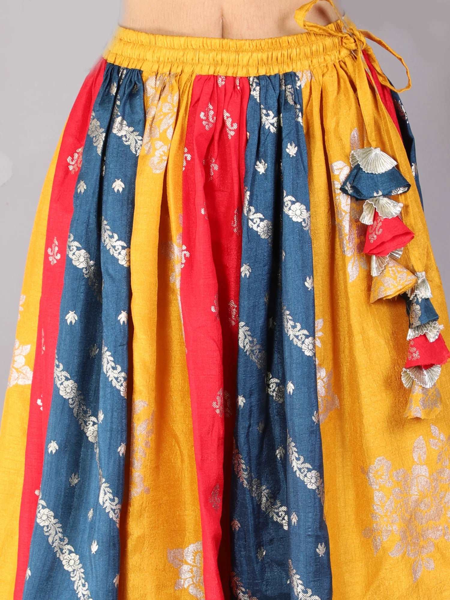 Girls jamavar choli with multicolor ghaghra & dupatta set