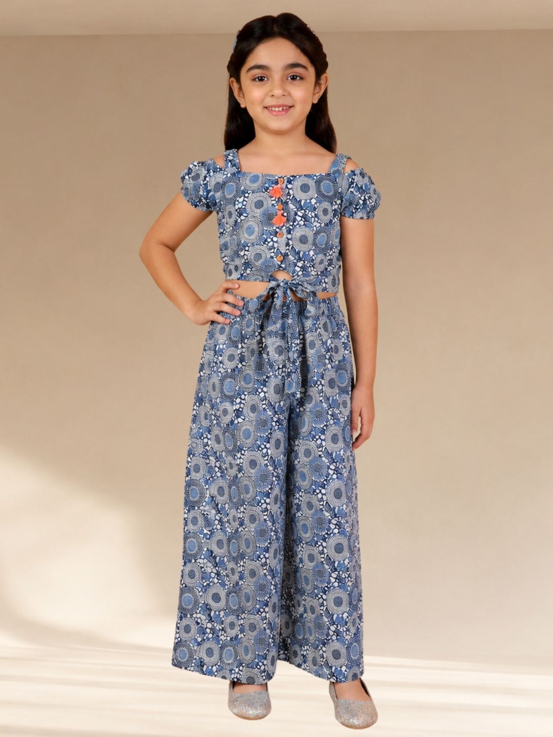 Lil Drama Girls printed top with pants set