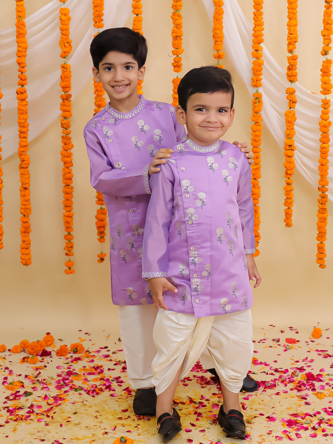 Mishti Purple Kurta Dhoti Set For Boys