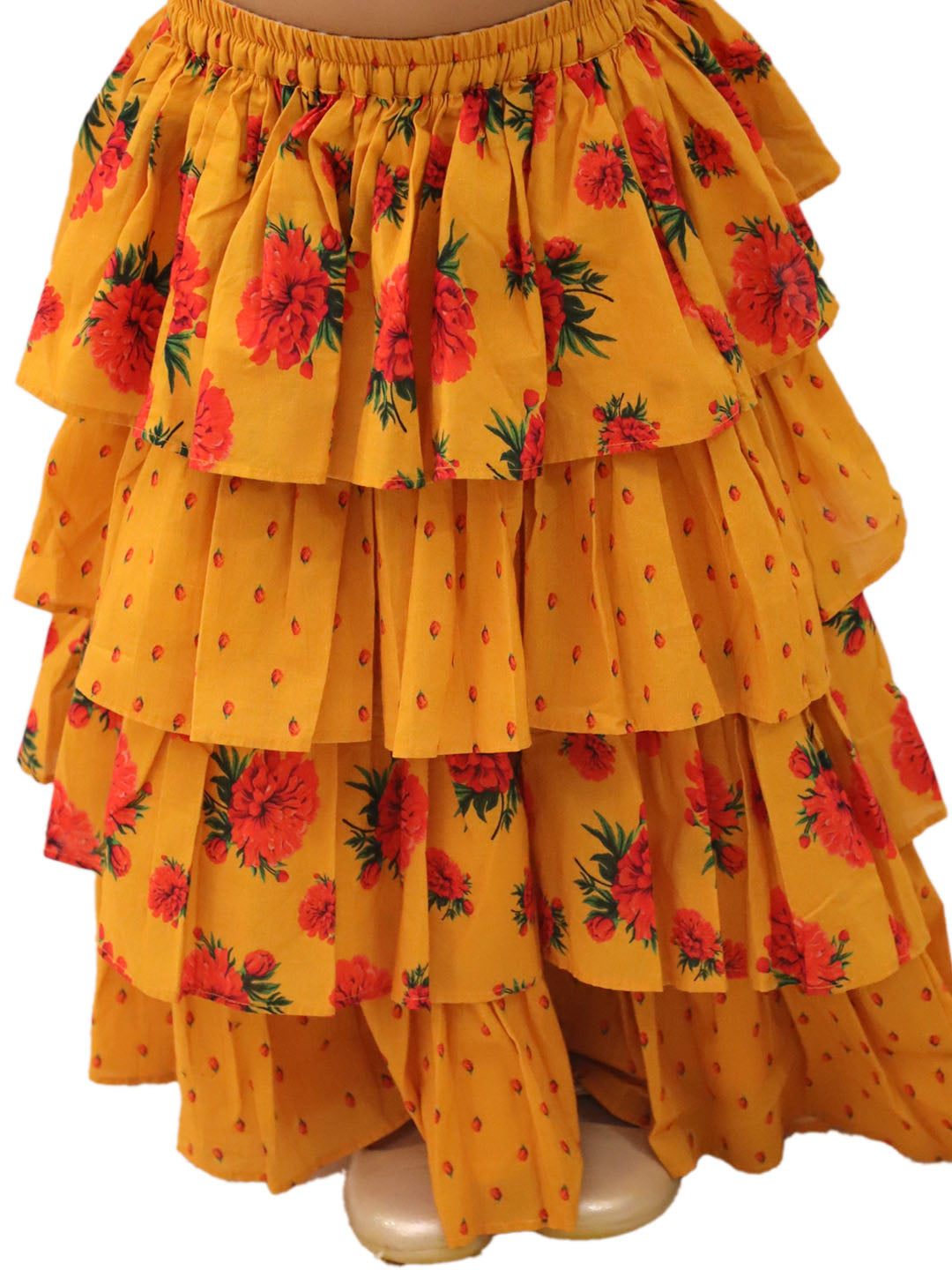 Genda Phool Mustard Choli and Lehanga Set For Girls
