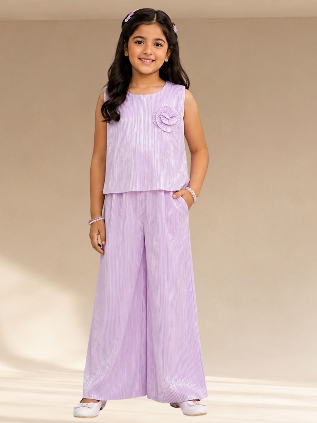 Glam Up Girls Pink Party Top and Pant Set