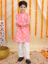 Mishti Peach Kurta Pyjama Set For Boys