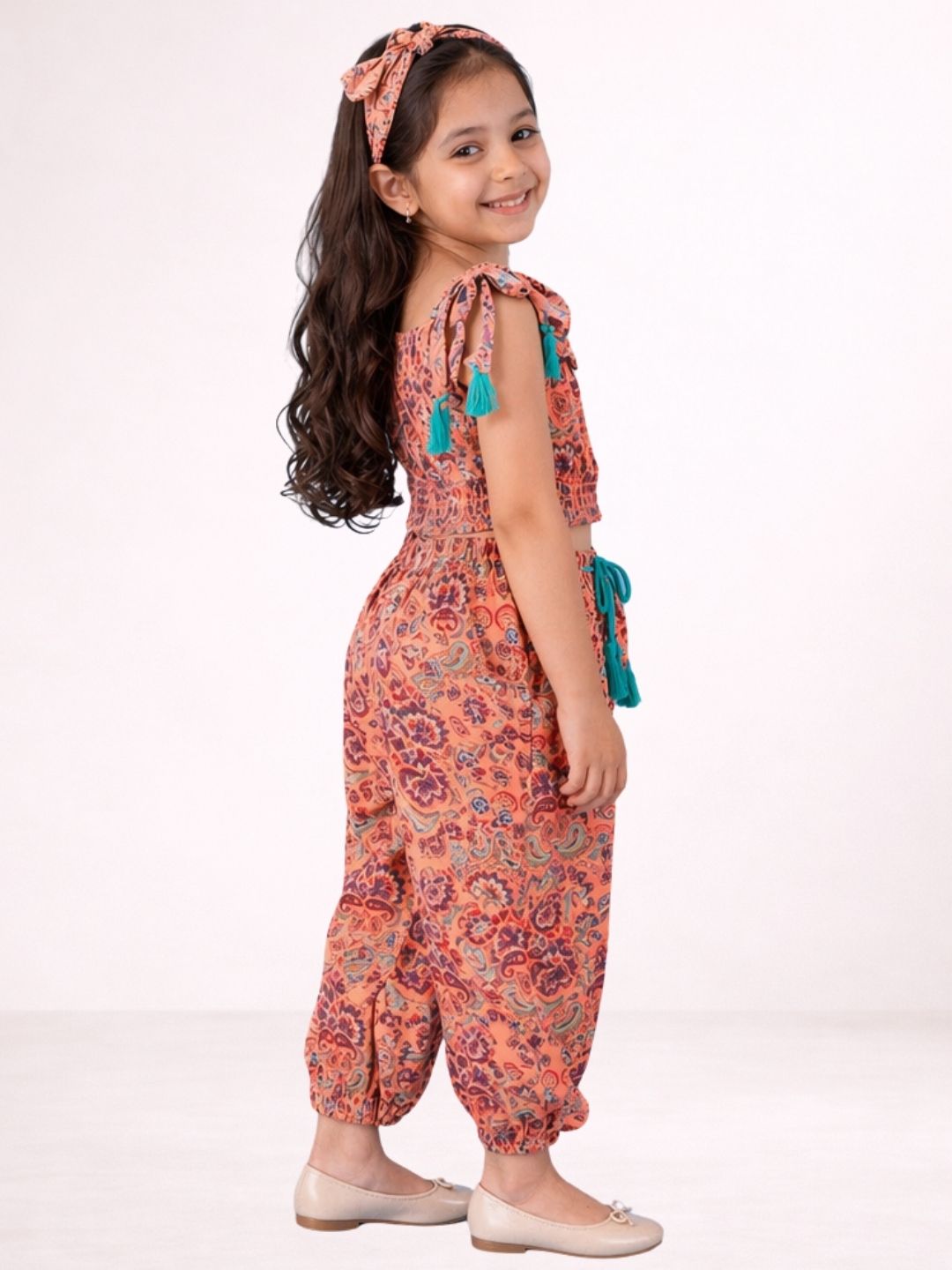 Petal Play Girls Orange Top and Pant Set