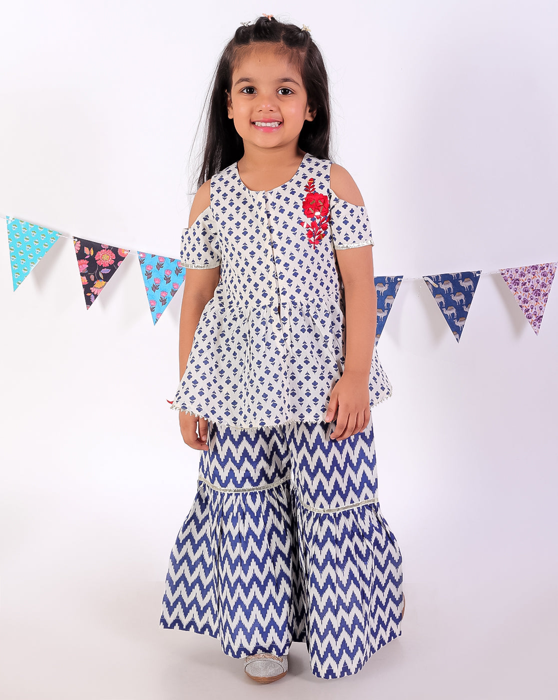 Girls Printed top with sharara set