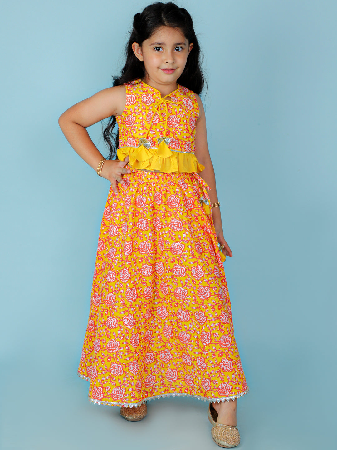 Girls Stylish Folklore printed Ghaghara choli set