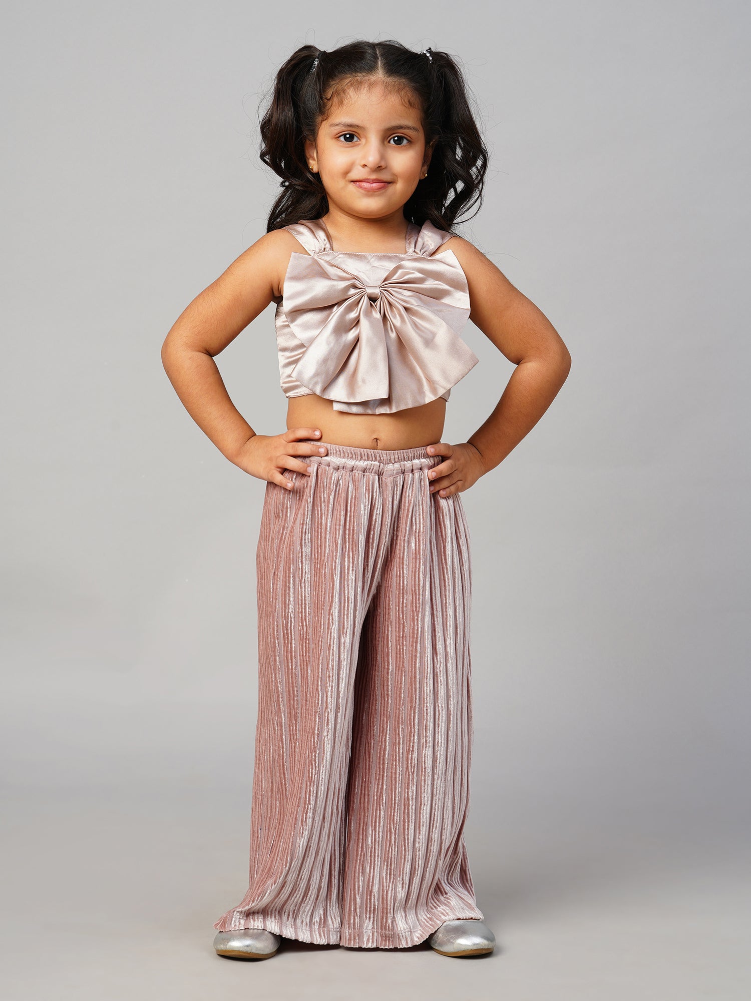 Glam Up Girls Gold Pant With Satin Top Party Girls Co-ordinate set