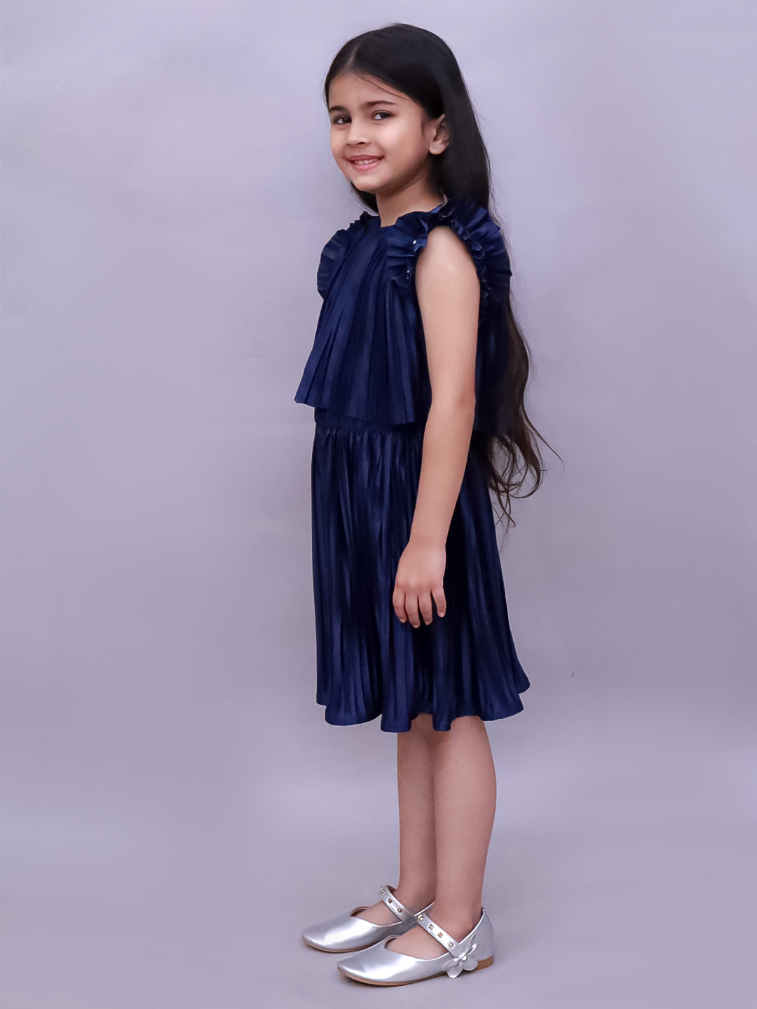 Glam Up Girls Party Navy Blue Top And Skirt
