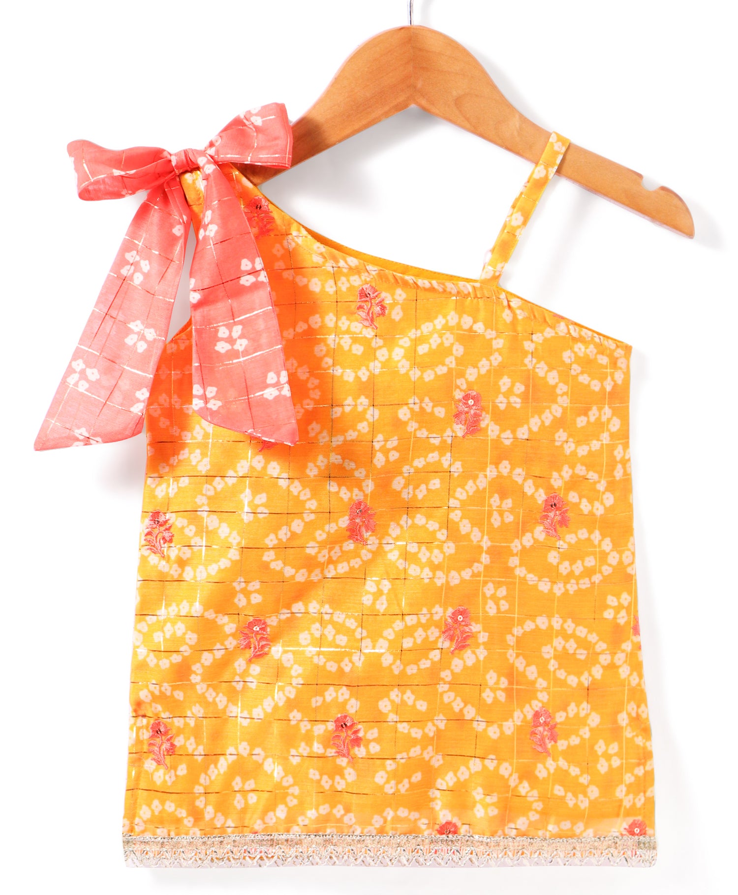 Girls printed chanderi lurex kurta sharara set