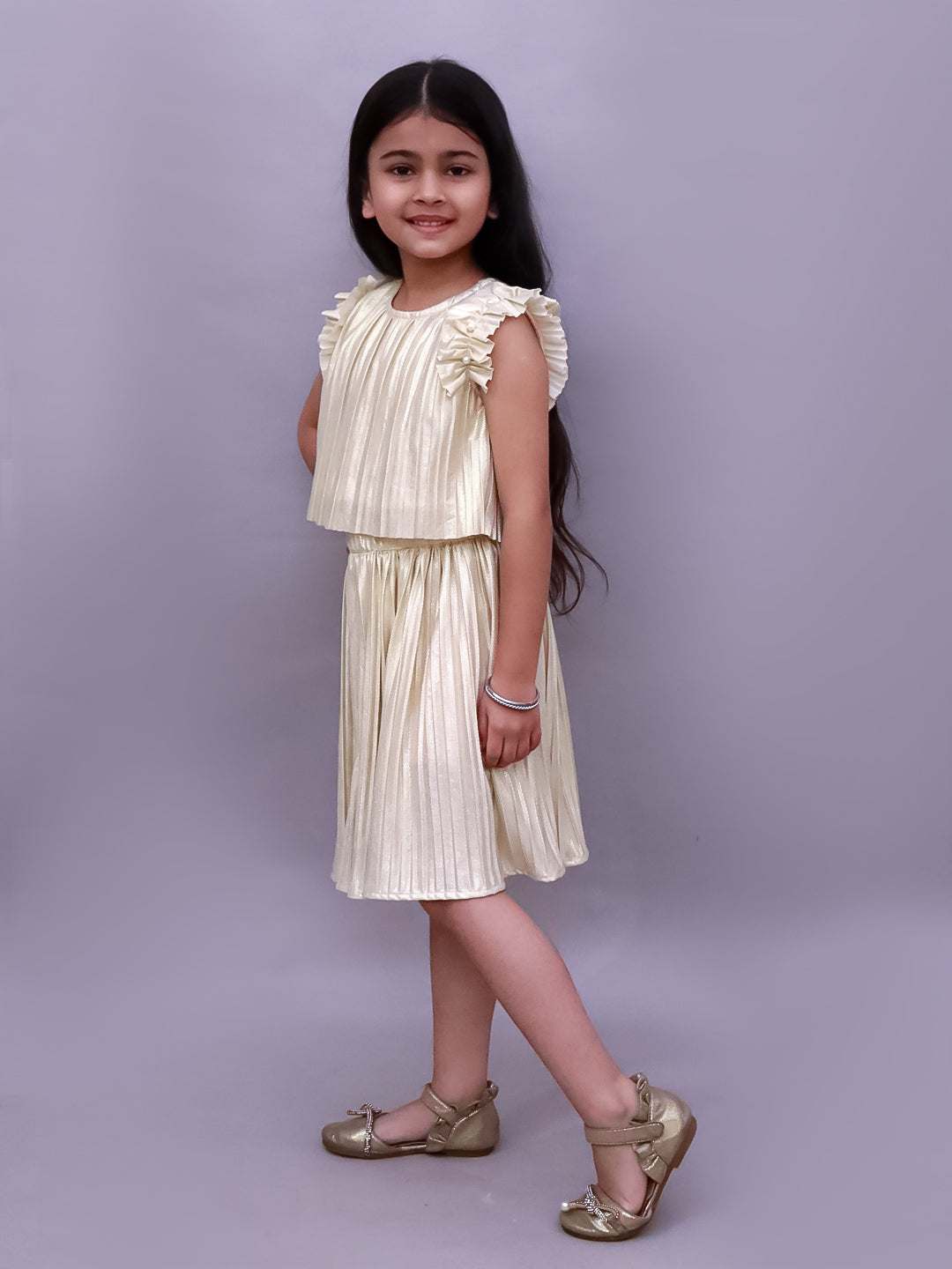 Glam Up Girls Party Golden Top And Skirt