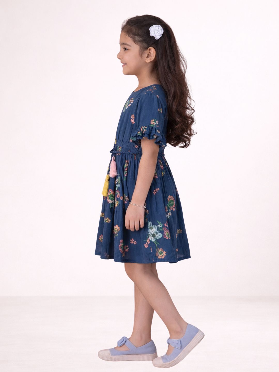 Petal Play Girls Blue Cotton Dress