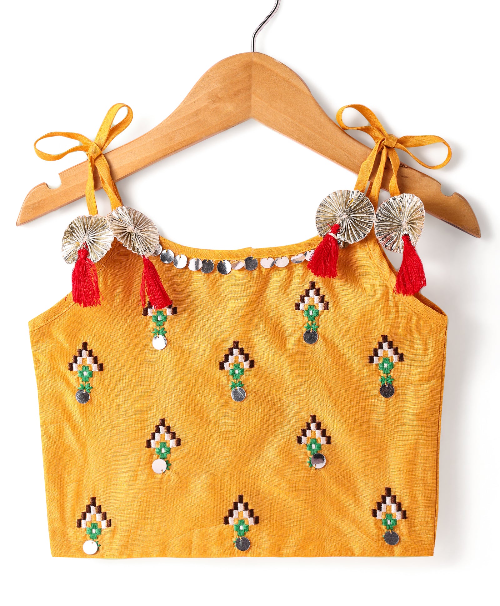 Girls  Lehenga with embroidered Chanderi Silk Top