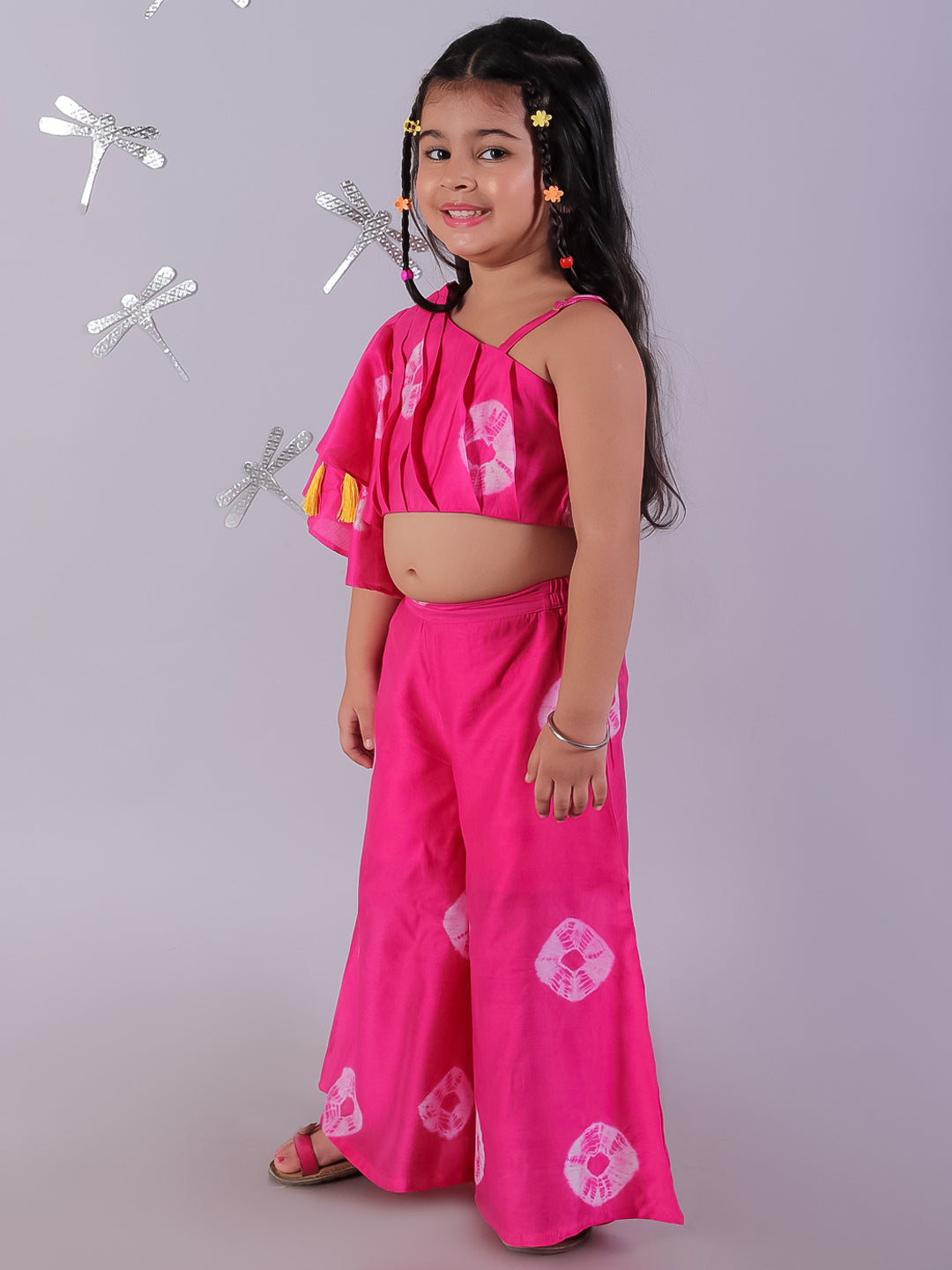 Shibori Print Pink Co-ordinate Set For Girls