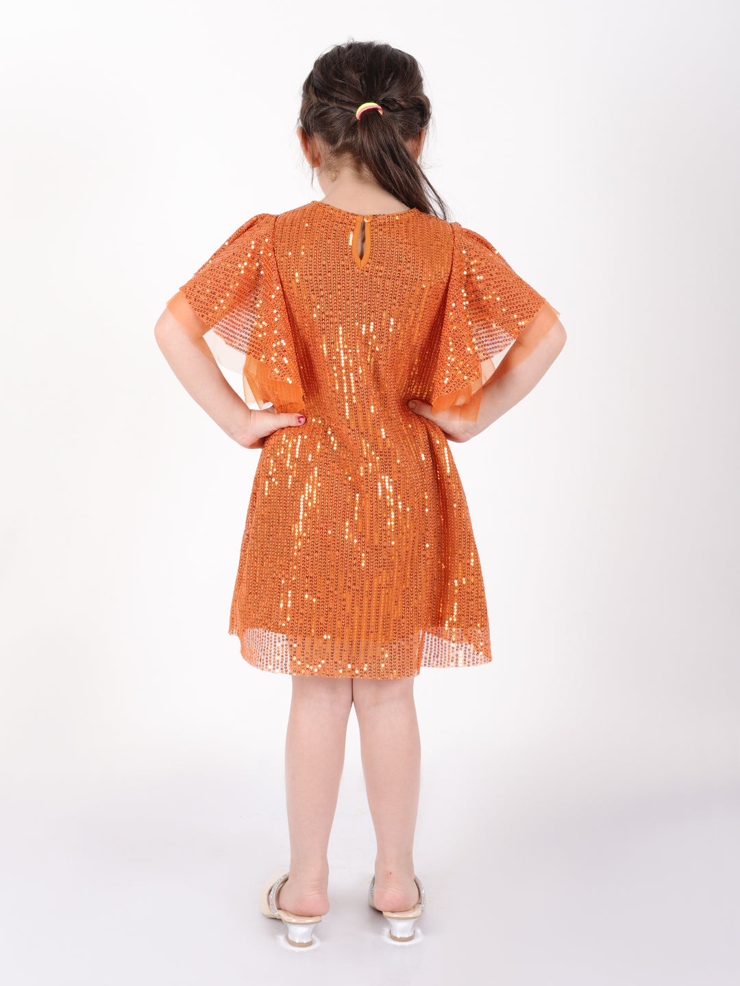 Razzle Dazzle Girls Peach Sequins Party Dress