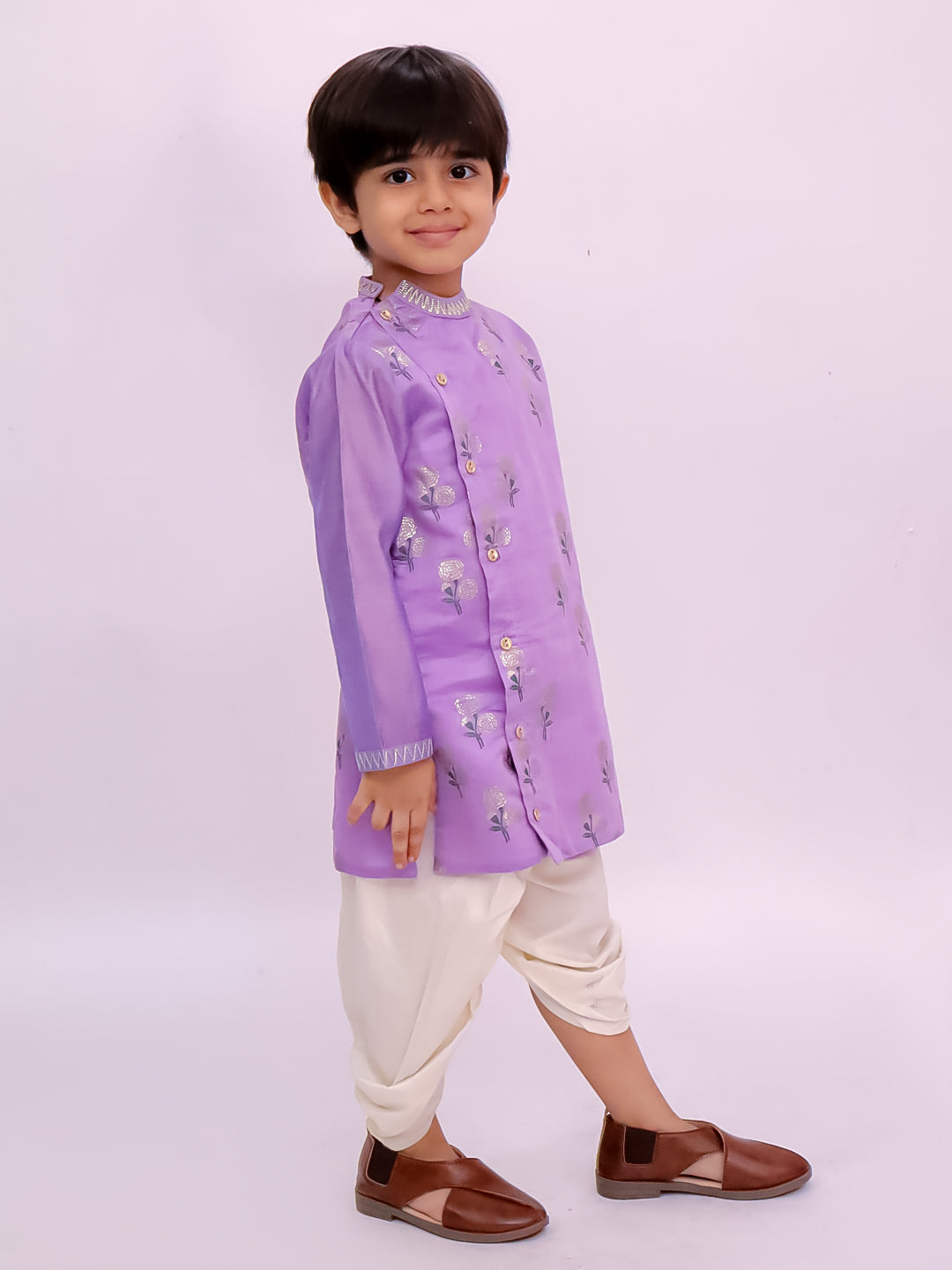 Mishti Purple Kurta Dhoti Set For Boys