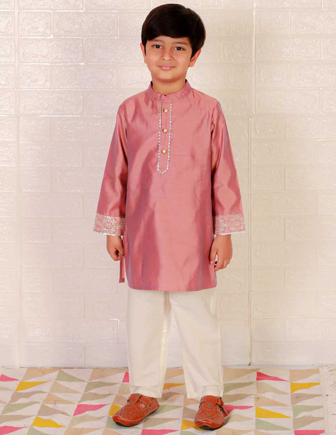 Boys Ethnic Full Sleeves Printed Kurta with Pyjama