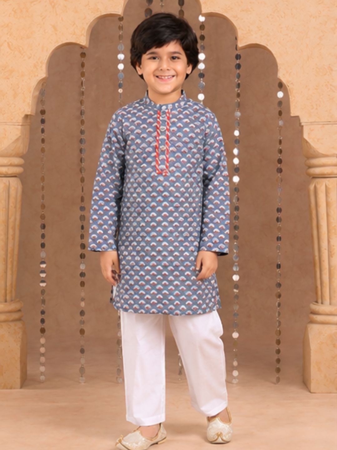 Jaipur Boys Grey Kurta and Pyjama Ethnic Set
