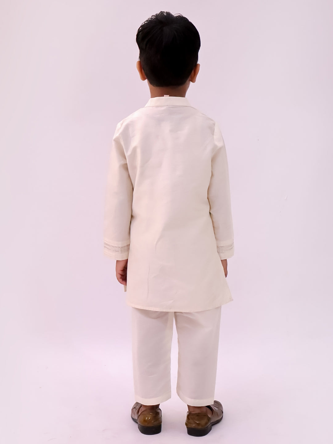 Mishti White Kurta Pyjama and Jacket For Boys