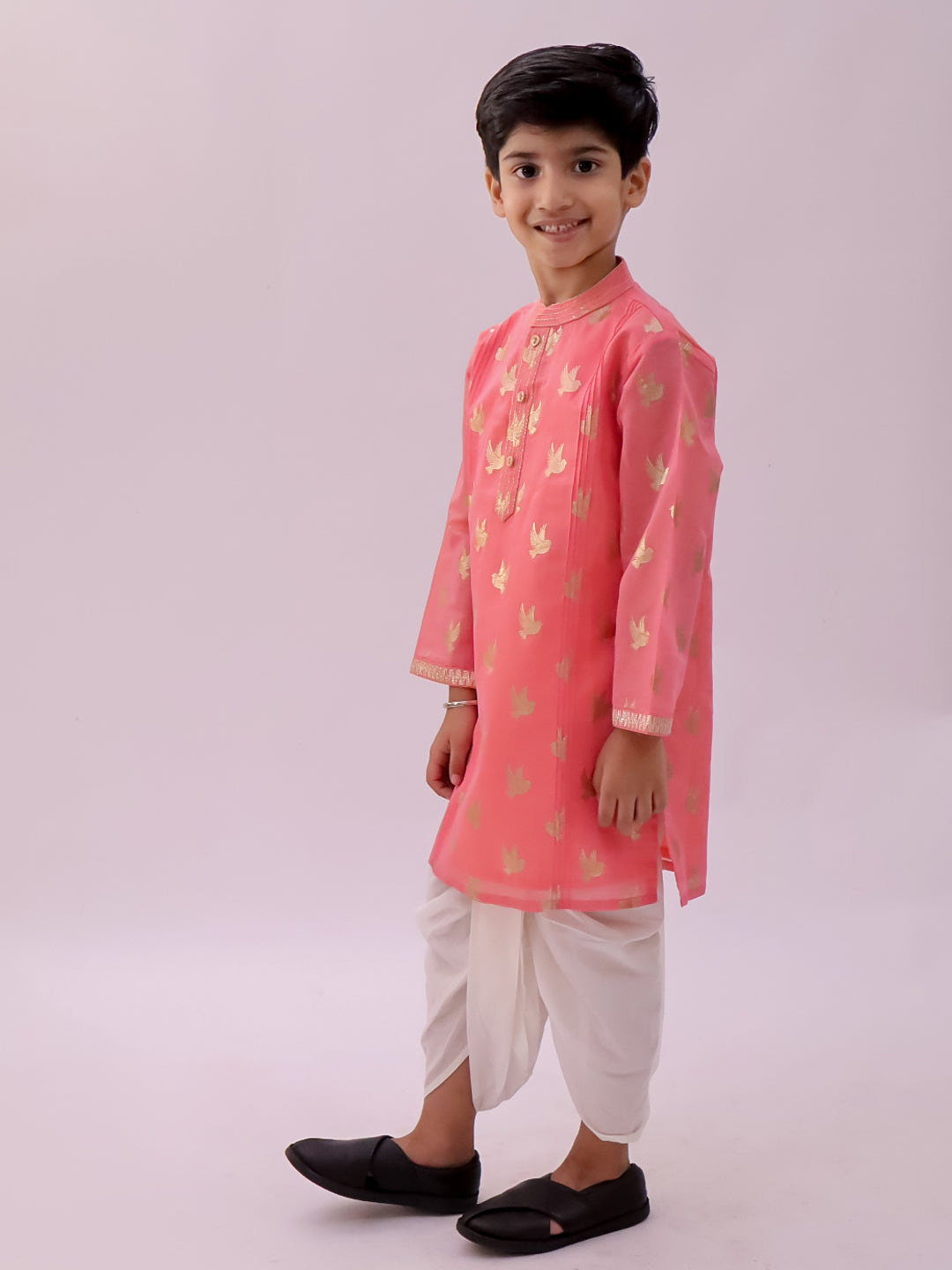Mishti Peach Kurta Dhoti Set For Boys