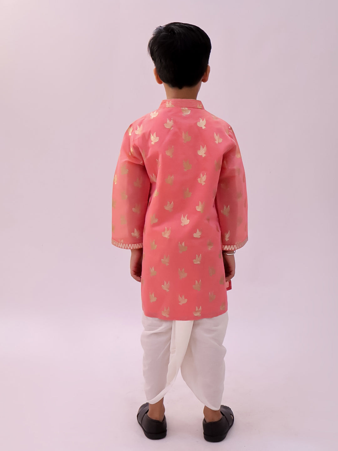 Mishti Peach Kurta Dhoti Set For Boys
